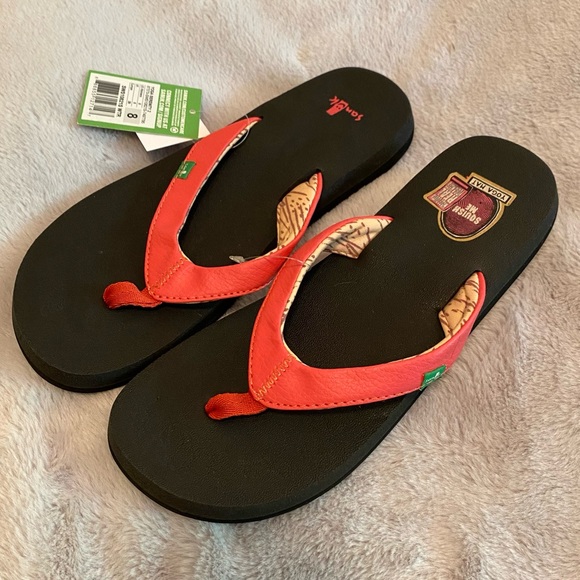Sanuk Yoga Serenity 2 flip flop sandals in Watermelon (pink), women's 8, NWT - Picture 9 of 14